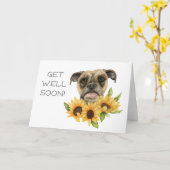Bulldog Zonnebloemen Waterverf | Word snel beter Kaart (Gele Bloem)