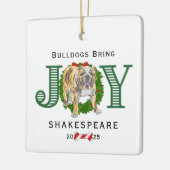 Bulldoggen brengen vreugde keramisch ornament (Links)