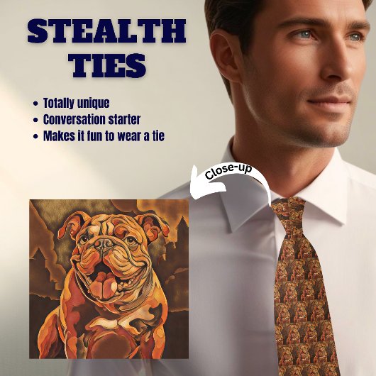 Bulldogliefhebbers Noveltie Stealth Halsdas Stropdas