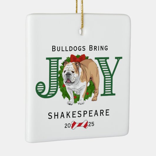 Bulldogs brengen vreugde krans keramisch ornament (Rechts)
