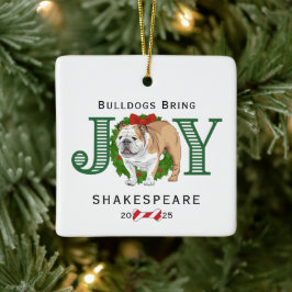 Bulldogs brengen vreugde krans keramisch ornament
