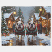 Bulldogs Christmas Snow Holiday Fleece Deken (Voorkant (Horizontaal))