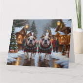 Bulldogs Christmas Snow Holiday Kaart (Voorkant)
