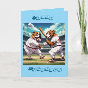 Bulldogs die honkbal spelen Gefeliciteerd met je v Kaart