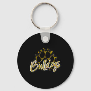 Bulldogs Gold Black Cheetah School Sports Fan Team Sleutelhanger