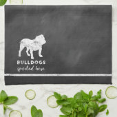 Bulldogs hier  Chalkboard Theedoek (Gevouwen)