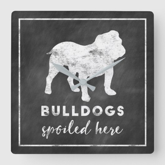 Bulldogs hier  Chalkboard Vierkante Klok (Voorkant)