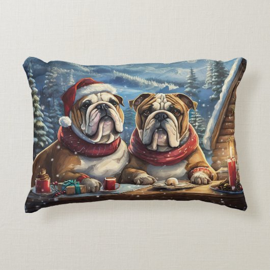 Bulldogs Holiday Design van Rich AMeN Gill Accent Kussen (Voorkant)