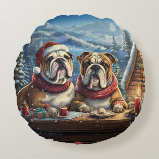 Bulldogs Holiday Design van Rich AMeN Gill Rond Kussen