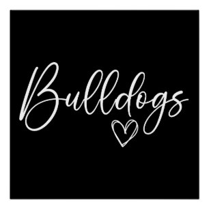 Bulldogs houden van hart grappige cadeau voor hond perfect poster