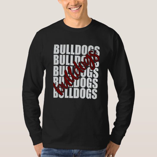 Bulldogs Maroon School Sports Fan Team Spirit   T-shirt (Voorkant)