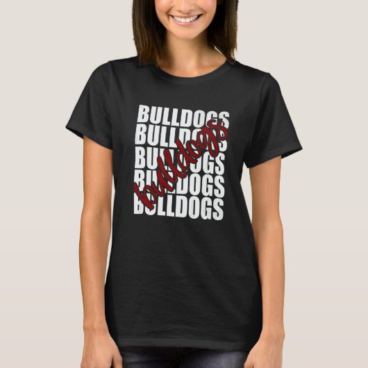 Bulldogs Maroon School Sports Fan Team Spirit   T-shirt (Voorkant)