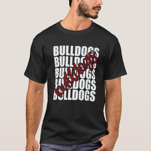 Bulldogs Maroon School Sports Fan Team Spirit   T-shirt (Voorkant)