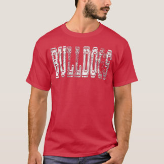 Bulldogs Mascotte Bedrukte Vintage School Sport N T-shirt