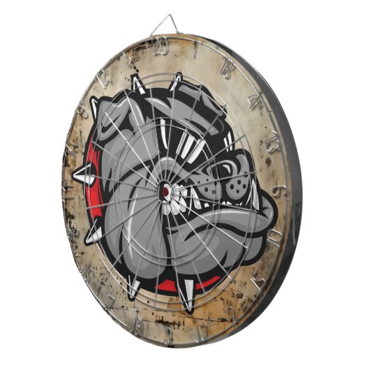 Bulldogs Mascotte Dartboard Dartbord (Voorkant Rechts)