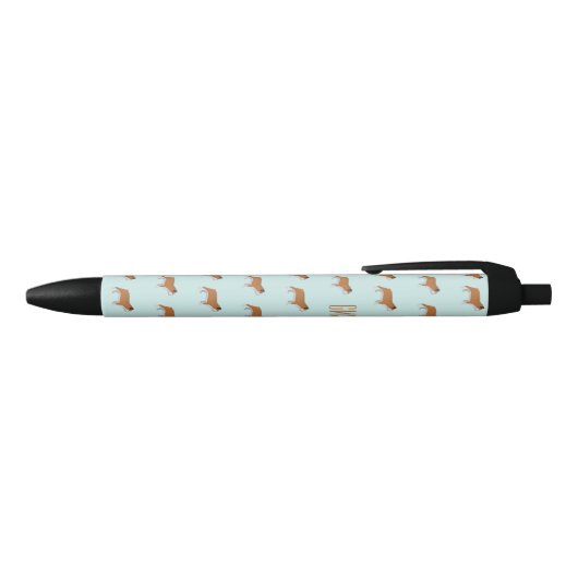 Bulldogs Pattern Monogram Zwarte Inkt Pen (Bovenkant)