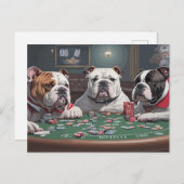 Bulldogs playing poker feestdagenkaart (Voorkant / Achterkant)