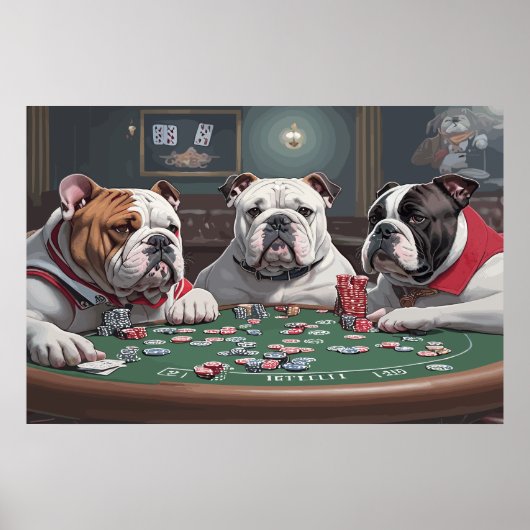Bulldogs playing poker poster (Voorkant)