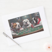 Bulldogs playing poker rechthoekige sticker (Envelop)