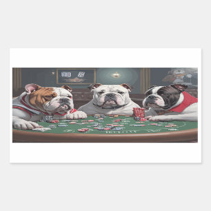 Bulldogs playing poker rechthoekige sticker