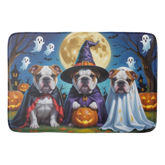 Bulldogs Pumpkin Halloween Grappig Badmat (Voorkant)