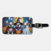 Bulldogs Pumpkin Halloween Grappig Bagagelabel (Voorkant horizontaal)