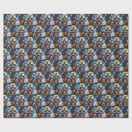 Bulldogs Pumpkin Halloween Grappig Cadeaupapier (Vlak)