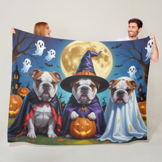 Bulldogs Pumpkin Halloween Grappig Fleece Deken (In situ)