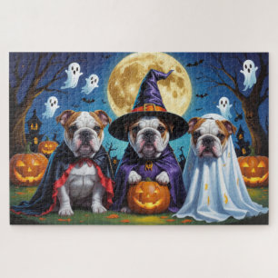 Bulldogs Pumpkin Halloween Grappig Legpuzzel