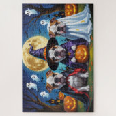 Bulldogs Pumpkin Halloween Grappig Legpuzzel (Verticaal)