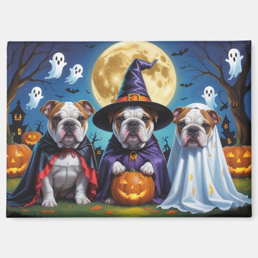 Bulldogs Pumpkin Halloween Grappig Magneet (Voorkant)