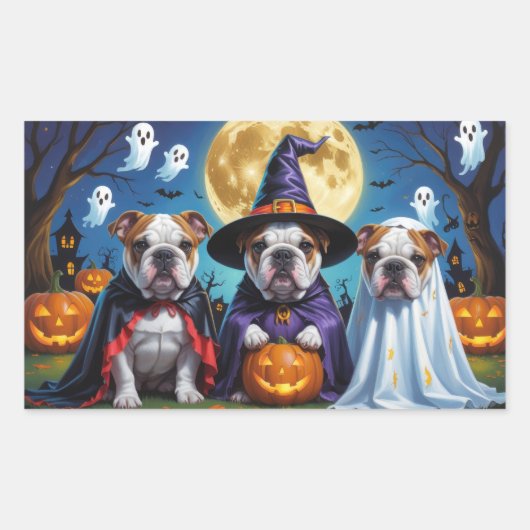 Bulldogs Pumpkin Halloween Grappig Rechthoekige Sticker (Voorkant)