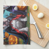 Bulldogs Pumpkin Halloween Grappig Theedoek (Quarter Fold)