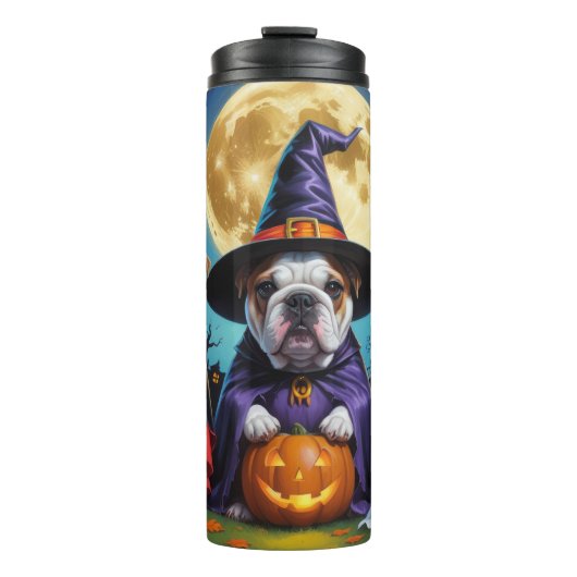 Bulldogs Pumpkin Halloween Grappig Thermosbeker (Voorkant)