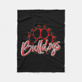 Bulldogs Red Black Cheetah School Sports Fan Team Fleece Deken (Voorkant)