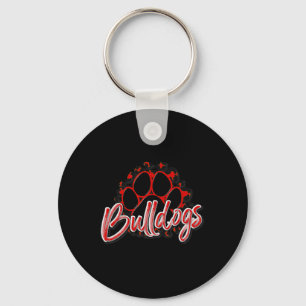 Bulldogs Red Black Cheetah School Sports Fan Team Sleutelhanger