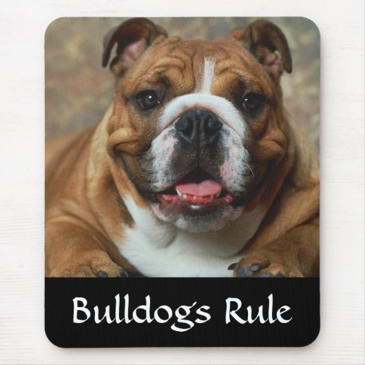 Bulldogs Rule English Bulldog Portrait Mousepad Muismat (Voorkant)