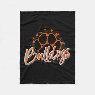 Bulldogs Sinaasappel Zwart Cheetah School Sport Fa Fleece Deken