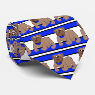 Bulldogs Sport Team Wit Blauw Necktie Stropdas