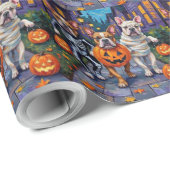 Bulldogs Trick-or-Treating in Halloween kostuums Cadeaupapier (Rol Hoek)