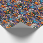 Bulldogs Trick-or-Treating in Halloween kostuums Cadeaupapier (Hoek)