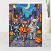 Bulldogs Trick-or-Treating in Halloween kostuums Kaart (Voorkant)