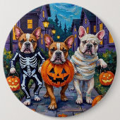 Bulldogs Trick-or-Treating in Halloween kostuums Ronde Button 6,0 Cm (Voorkant)