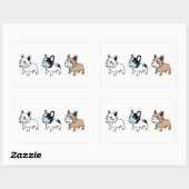 BULLDOGS WEARING FACE MASKS RECTANGLE STICKER (Vel)