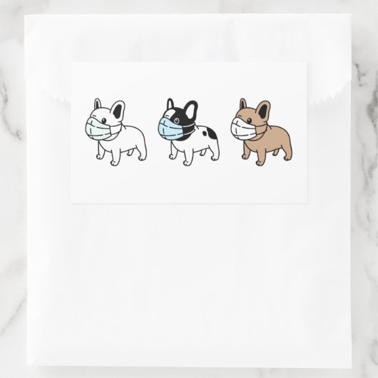 BULLDOGS WEARING FACE MASKS RECTANGLE STICKER (Tas)