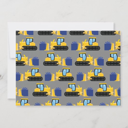 Bulldozer 1e Verjaardag uitnodigingen (Achterkant)