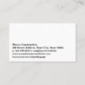 Bulldozer | Bouw | Aannemer Visitekaartje (Achterkant)