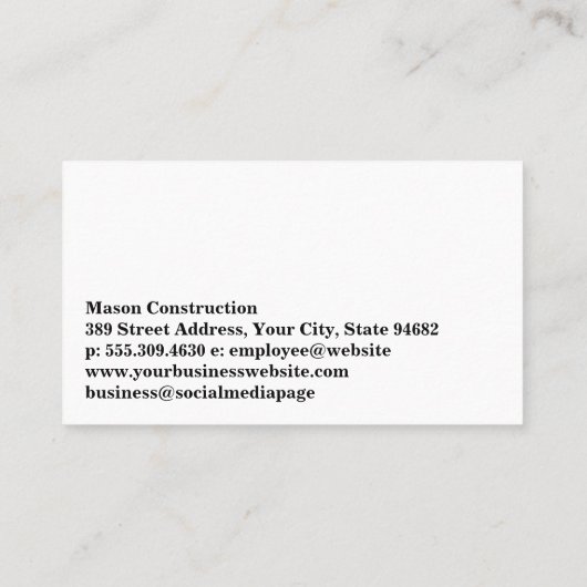 Bulldozer | Bouw | Aannemer Visitekaartje (Achterkant)