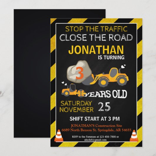 BULLDOZER BOUWFEEST UITNODIGING (Voorkant / Achterkant)