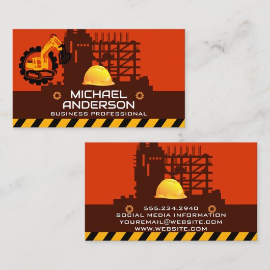 Bulldozer | Bouwplaats Visitekaartje (Voorkant / Achterkant)